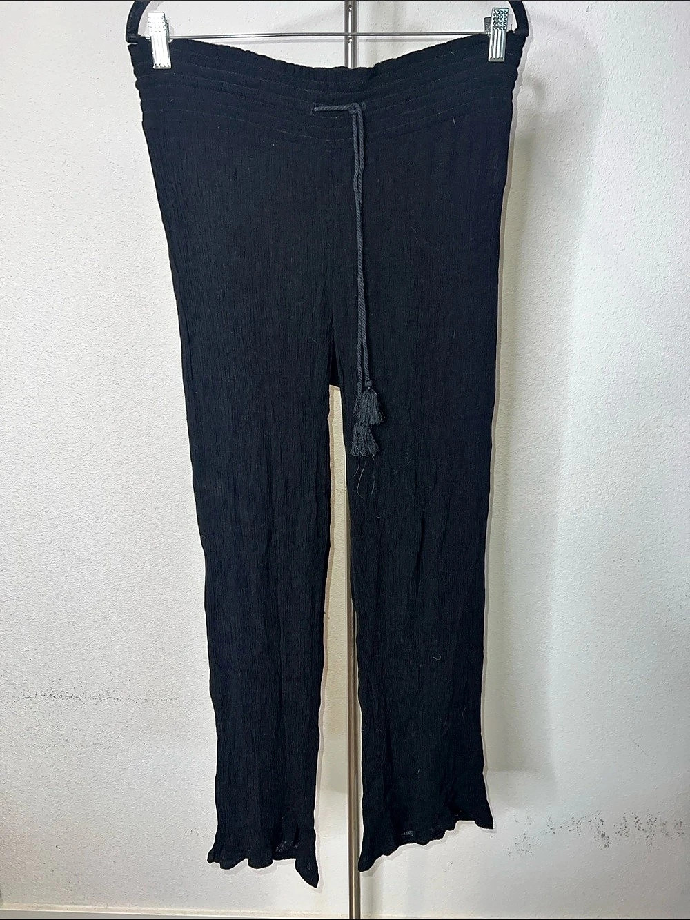 INC International Concepts Black Textured Gauze Flare Beach Pants